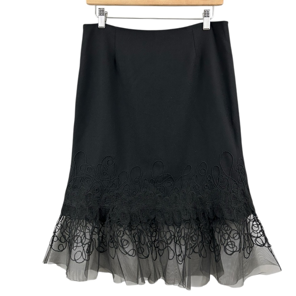 SPANNER Embroidered Hem Tulle 100% Wool Lined Skirt Size 10